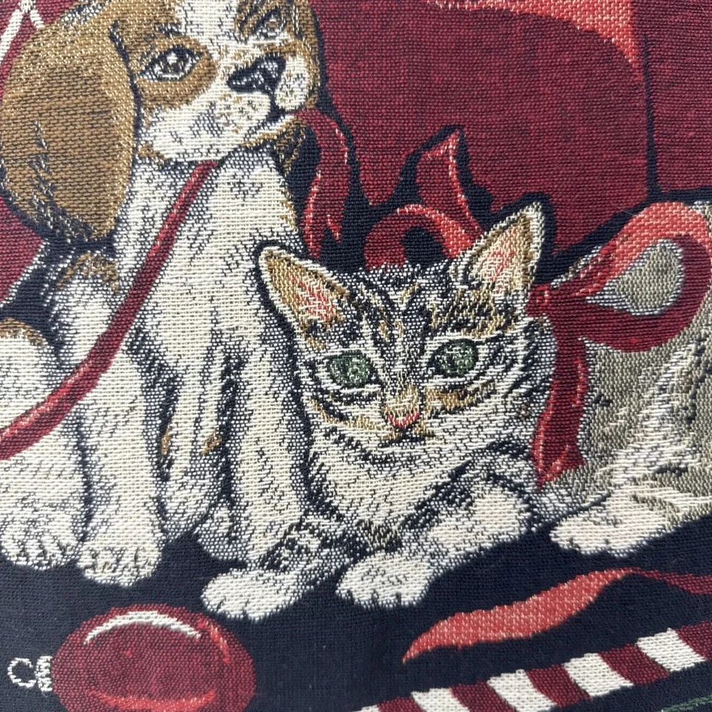 Christmas Puppy Dog Kitten Cat Tapestry Sofa Throw Pillow